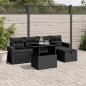 Preview: ARDEBO.de - 6-tlg. Garten-Sofagarnitur mit Kissen Schwarz Poly Rattan