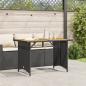 Preview: Gartentisch mit Holzplatte Schwarz 110x68x70 cm Poly Rattan