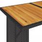 Preview: Gartentisch mit Holzplatte Schwarz 110x68x70 cm Poly Rattan