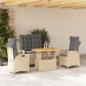 Preview: ARDEBO.de - 4-tlg. Garten-Essgruppe mit Kissen Beige Poly Rattan