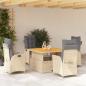 Preview: ARDEBO.de - 5-tlg. Garten-Essgruppe mit Kissen Beige Poly Rattan