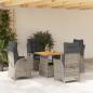 Preview: ARDEBO.de - 5-tlg. Garten-Essgruppe mit Kissen Grau Poly Rattan