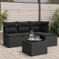 Preview: ARDEBO.de - 5-tlg. Garten-Sofagarnitur mit Kissen Schwarz Poly Rattan