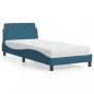 Preview: ARDEBO.de - Bett mit Matratze Blau 90x200 cm Samt