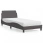 Preview: ARDEBO.de - Bett mit Matratze Grau 90x200 cm Kunstleder