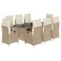 Preview: 9-tlg. Garten-Essgruppe mit Kissen Beige Poly Rattan