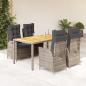 Preview: ARDEBO.de - 5-tlg. Garten-Essgruppe mit Kissen Grau Poly Rattan