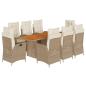 Preview: 9-tlg. Garten-Essgruppe mit Kissen Beige Poly Rattan