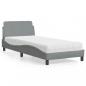 Preview: ARDEBO.de - Bett mit Matratze Hellgrau 80x200 cm Stoff