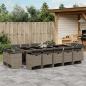 Preview: ARDEBO.de - 15-tlg. Garten-Essgruppe mit Kissen Grau Poly Rattan