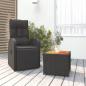 Preview: ARDEBO.de - 2-tlg. Garten-Lounge-Set Schwarz Poly Rattan Massivholz Akazie