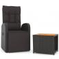 Preview: 2-tlg. Garten-Lounge-Set Schwarz Poly Rattan Massivholz Akazie