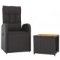 Preview: 2-tlg. Garten-Lounge-Set Schwarz Poly Rattan Massivholz Akazie