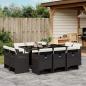 Preview: ARDEBO.de - 11-tlg. Garten-Essgruppe mit Kissen Schwarz Poly Rattan