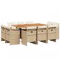 Preview: 11-tlg. Garten-Essgruppe mit Kissen Beige Poly Rattan