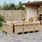 Preview: ARDEBO.de - 13-tlg. Garten-Essgruppe mit Kissen Beige Poly Rattan