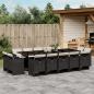 Preview: ARDEBO.de - 15-tlg. Garten-Essgruppe mit Kissen Schwarz Poly Rattan