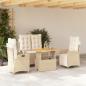 Preview: ARDEBO.de - 4-tlg. Garten-Essgruppe mit Kissen Beige Poly Rattan