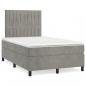 Preview: ARDEBO.de - Boxspringbett mit Matratze & LED Hellgrau 120x190 cm Samt