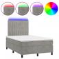 Preview: Boxspringbett mit Matratze & LED Hellgrau 120x190 cm Samt