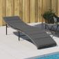 Preview: ARDEBO.de - Sonnenliege mit Kissen Grau 55x199x50 cm Poly Rattan