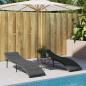 Preview: Sonnenliege mit Kissen Grau 55x199x50 cm Poly Rattan