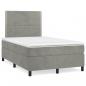 Preview: ARDEBO.de - Boxspringbett mit Matratze Hellgrau 120x190 cm Samt