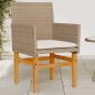 Preview: ARDEBO.de - Gartenstühle mit Kissen 2 Stk. Beige Poly Rattan Massivholz