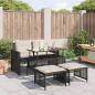 Preview: ARDEBO.de - 4-tlg. Garten-Sofagarnitur mit Kissen Schwarz Poly Rattan Glas