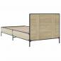 Preview: Bettgestell Sonoma-Eiche 90x190 cm Holzwerkstoff und Metall