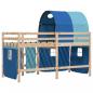 Preview: Kinderhochbett mit Tunnel Blau 80x200 cm Massivholz Kiefer