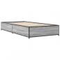 Preview: Bettgestell Grau Sonoma 90x200 cm Holzwerkstoff und Metall