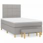 Preview: ARDEBO.de - Boxspringbett mit Matratze Hellgrau 120x190 cm Stoff