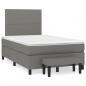 Preview: ARDEBO.de - Boxspringbett mit Matratze Dunkelgrau 120x190 cm Stoff