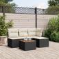 Preview: ARDEBO.de - 5-tlg. Garten-Sofagarnitur mit Kissen Schwarz Poly Rattan