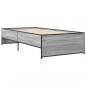 Preview: Bettgestell Grau Sonoma 100x200 cm Holzwerkstoff und Metall