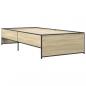 Preview: Bettgestell Sonoma-Eiche 90x190 cm Holzwerkstoff und Metall