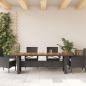 Preview: Gartentisch mit Holzplatte Schwarz 240x90x75 cm Poly Rattan