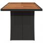 Preview: Gartentisch mit Holzplatte Schwarz 240x90x75 cm Poly Rattan