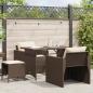 Preview: ARDEBO.de - 4-tlg. Garten-Sofagarnitur mit Kissen Braun Poly Rattan