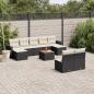 Preview: ARDEBO.de - 10-tlg. Garten-Sofagarnitur mit Kissen Schwarz Poly Rattan