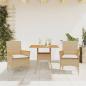 Preview: ARDEBO.de - 3-tlg. Garten-Essgruppe mit Kissen Beige Poly Rattan Akazie