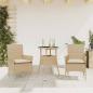 Preview: ARDEBO.de - 3-tlg. Garten-Essgruppe mit Kissen Beige Poly Rattan und Glas