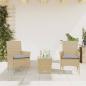 Preview: ARDEBO.de - 3-tlg. Bistro-Set mit Kissen Beige Poly Rattan und Glas