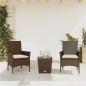 Preview: ARDEBO.de - 3-tlg. Bistro-Set mit Kissen Braun Poly Rattan und Glas