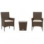 Preview: 3-tlg. Bistro-Set mit Kissen Braun Poly Rattan und Glas