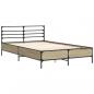 Preview: Bettgestell Sonoma-Eiche 135x190 cm Holzwerkstoff und Metall