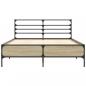 Preview: Bettgestell Sonoma-Eiche 135x190 cm Holzwerkstoff und Metall