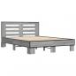 Preview: Bettgestell Grau Sonoma 140x190 cm Holzwerkstoff und Metall