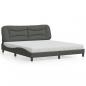 Preview: ARDEBO.de - Bett mit Matratze Dunkelgrau 180x200 cm Stoff